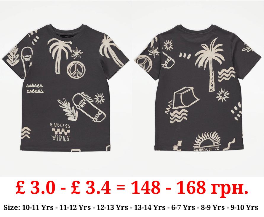 Charcoal Palm Skate T-Shirt