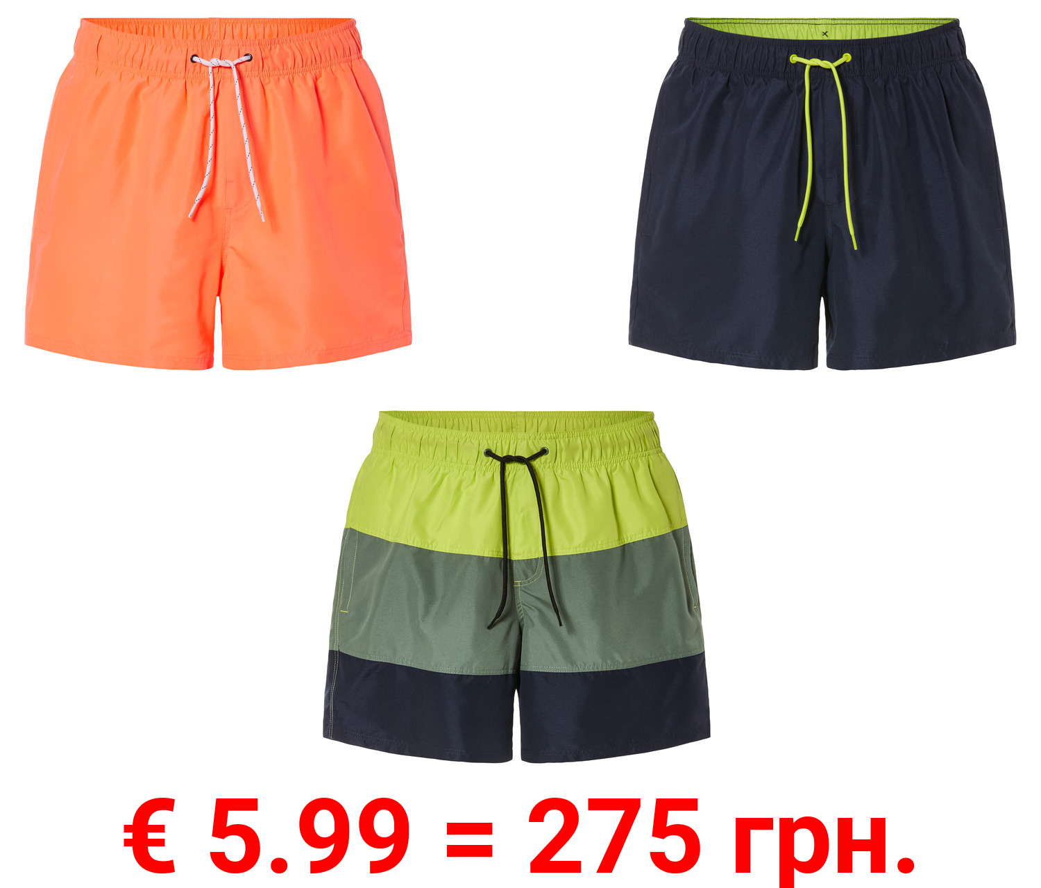 LIVERGY® Herren Badeshorts mit Gummizugbund