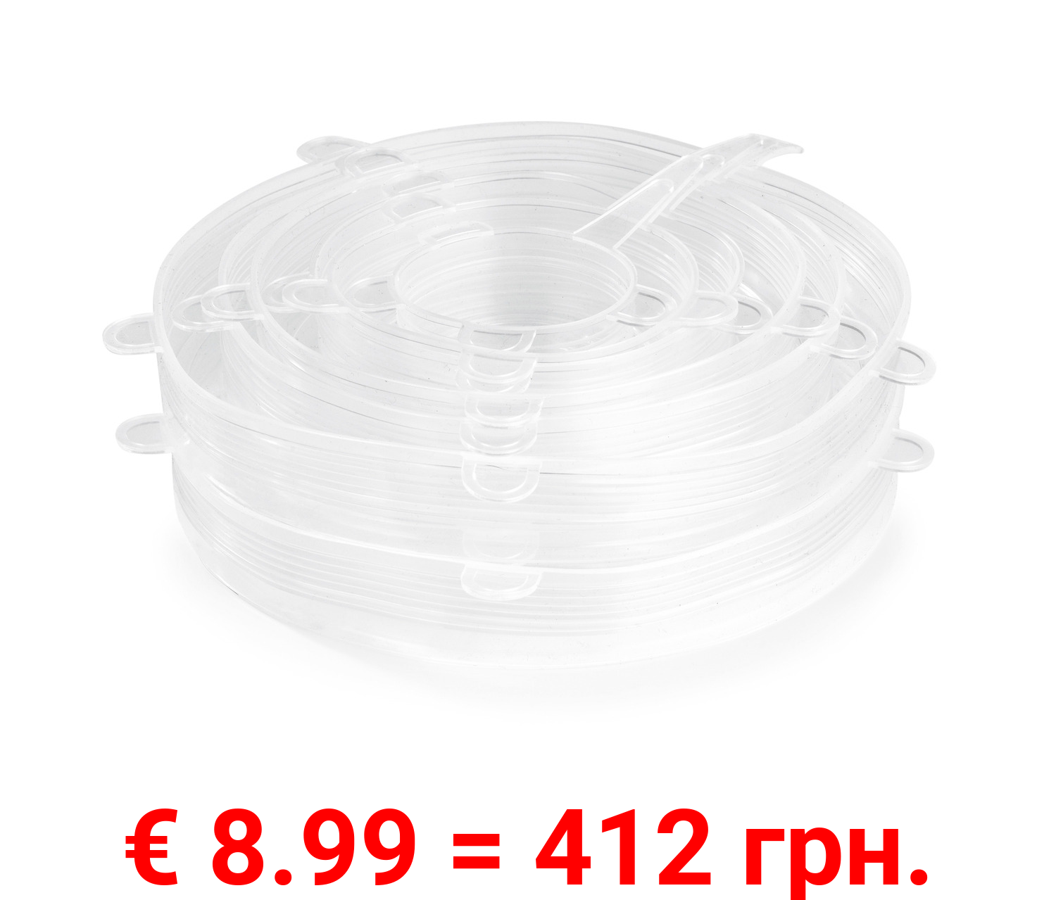 GOURMETmaxx Flexible Silikondeckel, 12 Stück , transparent