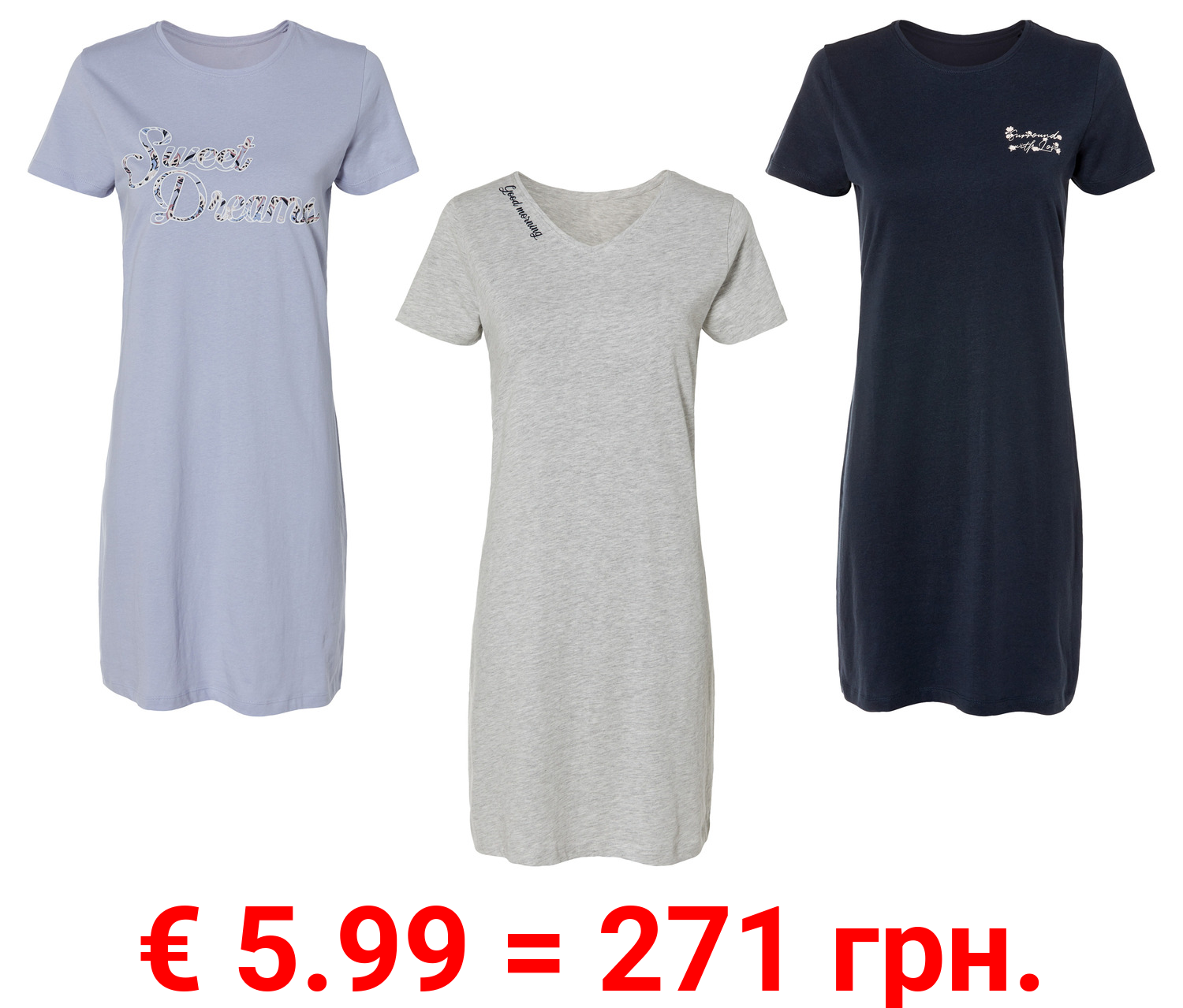 esmara® Damen Nachthemd mit Baumwolle