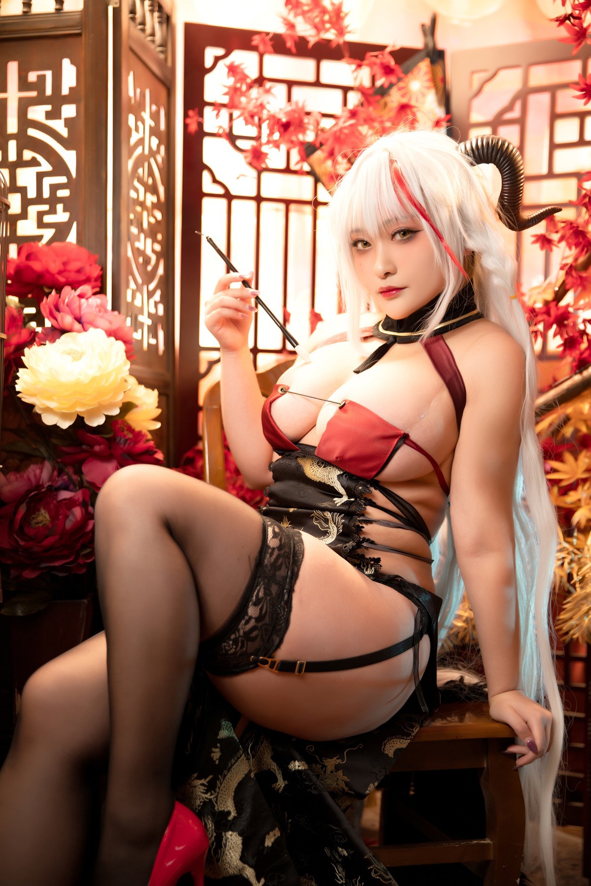 Cosplay 洛璃LoLiSAMA 埃吉尔旗袍 金龙腾祥云 Set.01 4