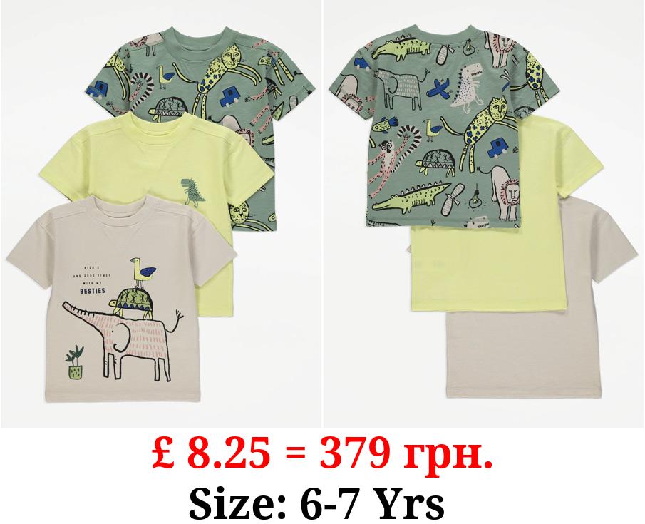 Jungle Animal Doodle T-Shirts 3 Pack
