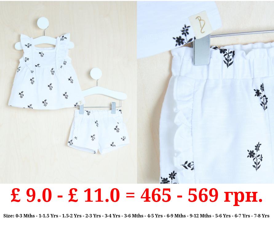 Billie Faiers White Floral Frill Top and Shorts Outfit