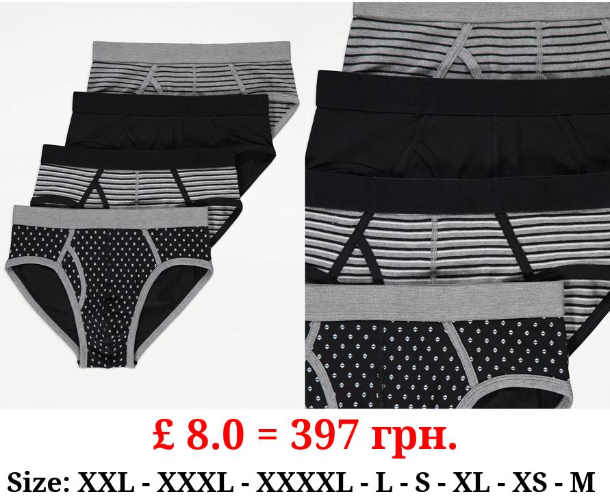 Grey Patterned Briefs 4 Pack