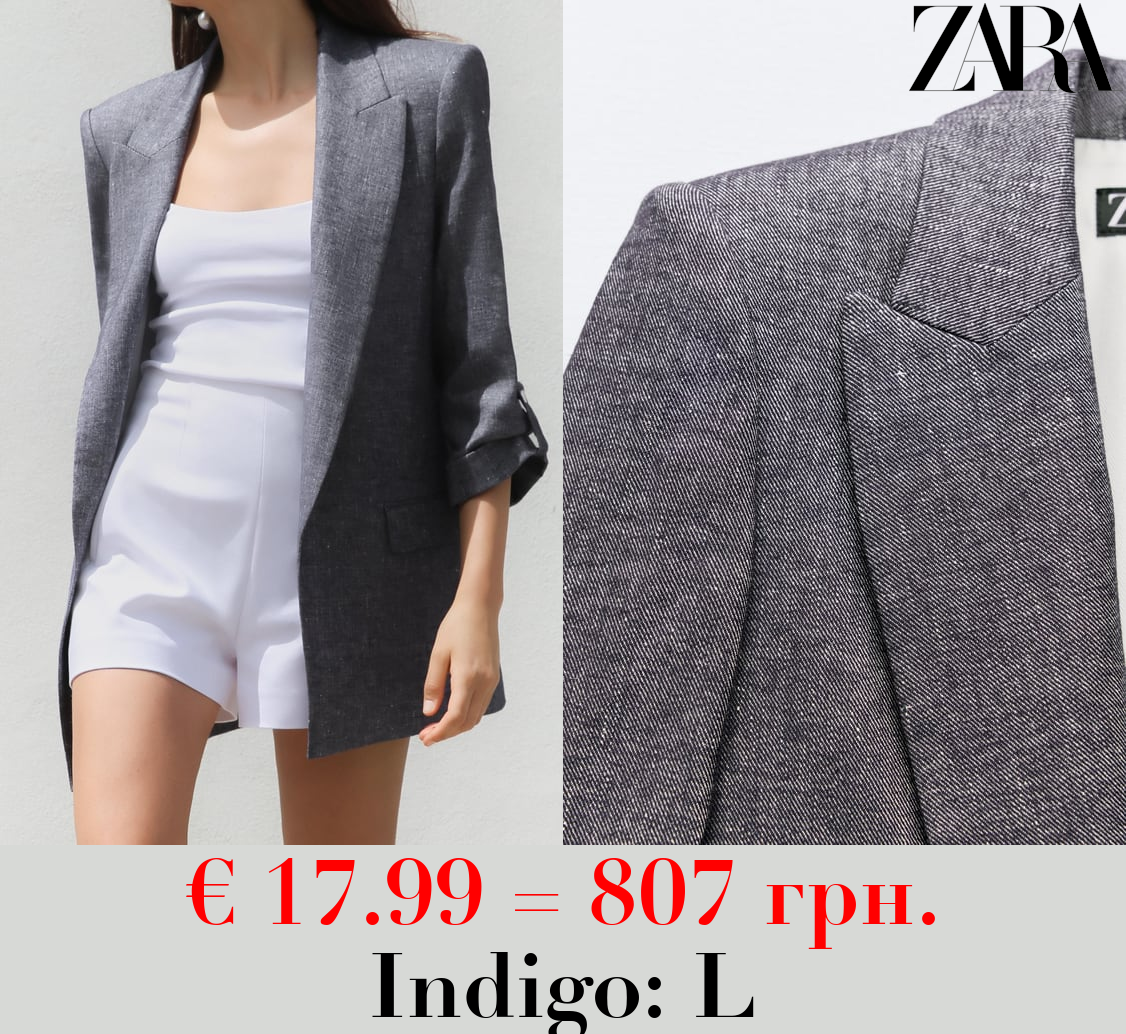 ROLL-UP SLEEVE LINEN BLEND BLAZER