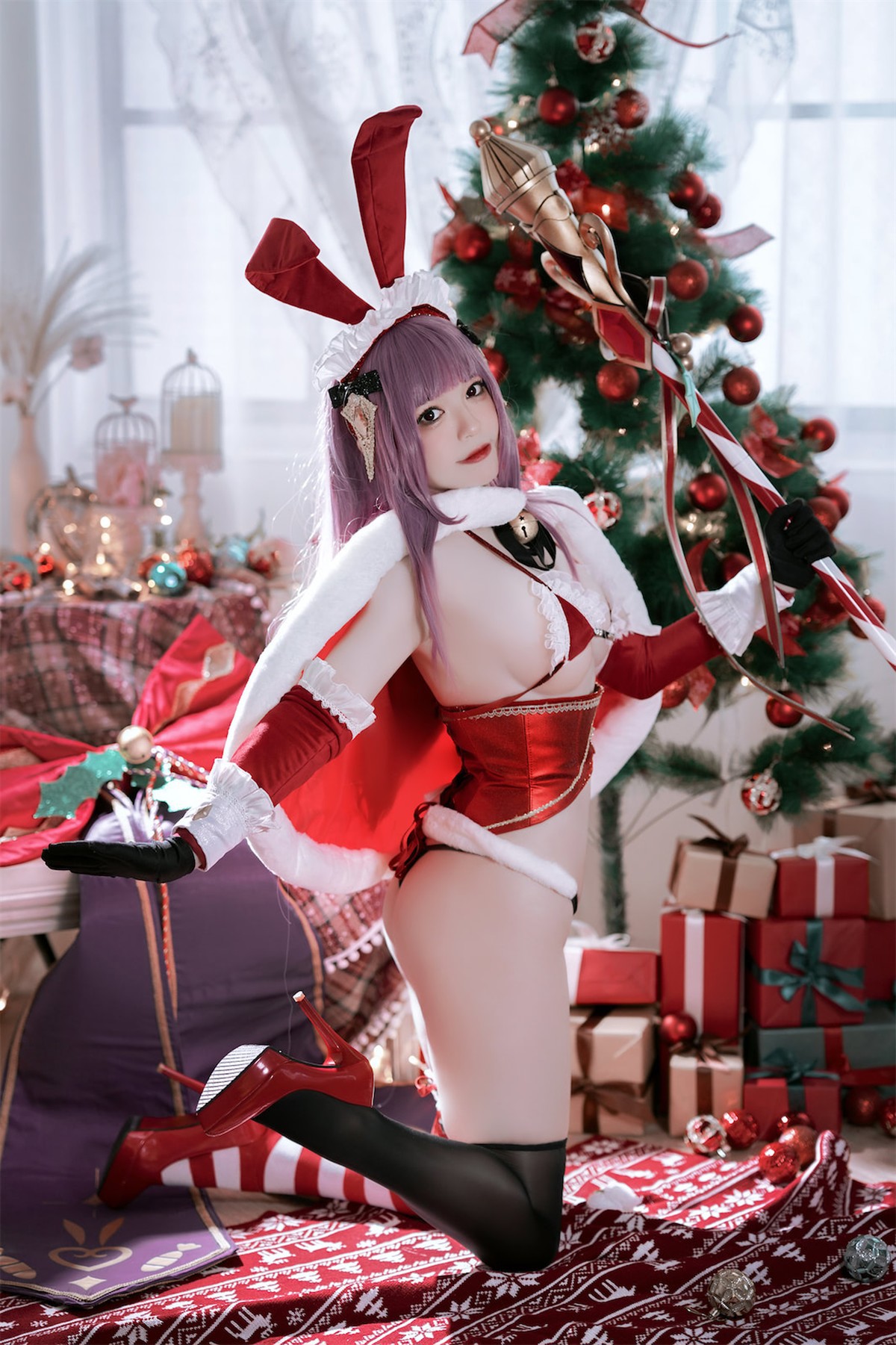 Cosplay 半半子 Christmas Bunny Aike 4