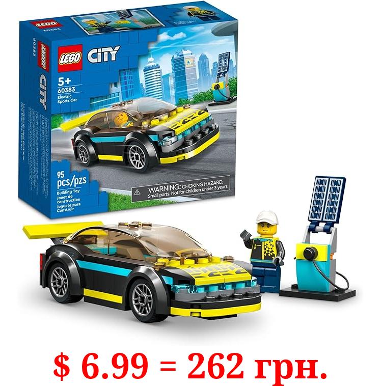 LEGO City Electric Sports Car 60383, Toy for 5 Plus Years Old Boys and Girls, Race Car for Kids Set with Racing Driver Minifigure, Building Toys