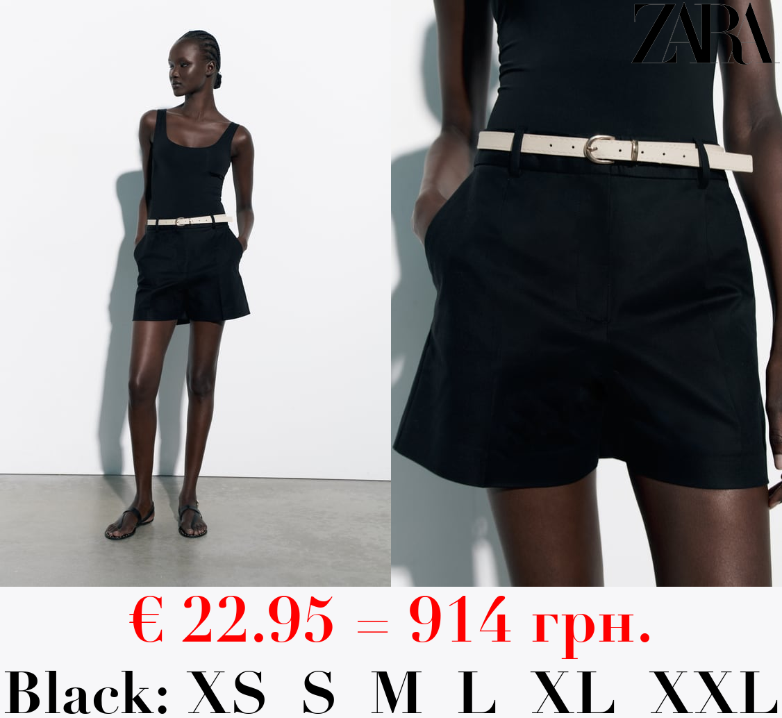 DOUBLE-FABRIC BERMUDA SHORTS WITH BELT