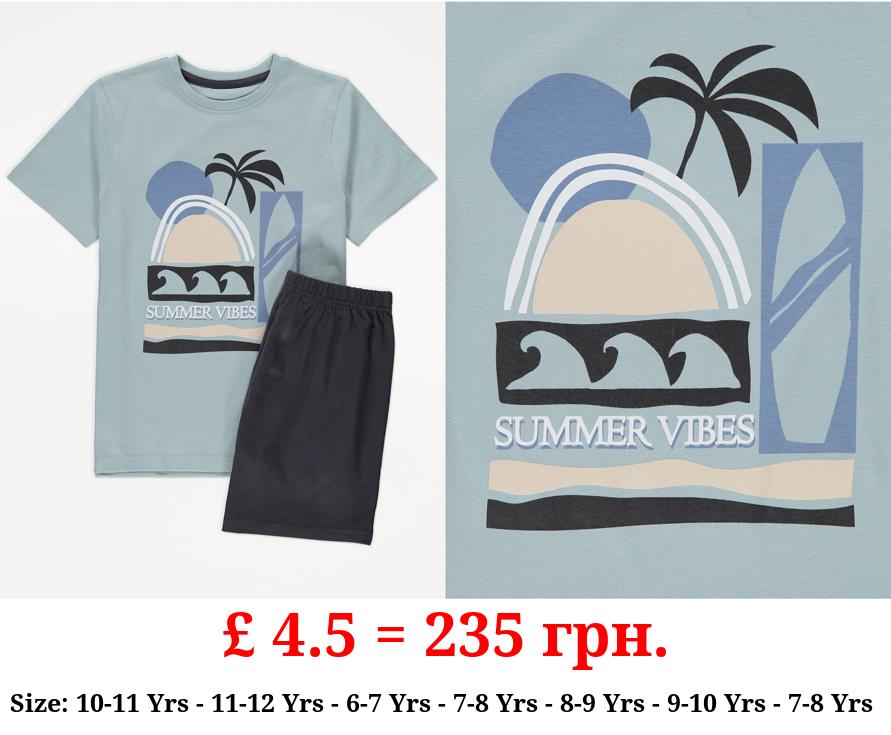 Blue Summer Vibes Beach Short Pyjamas