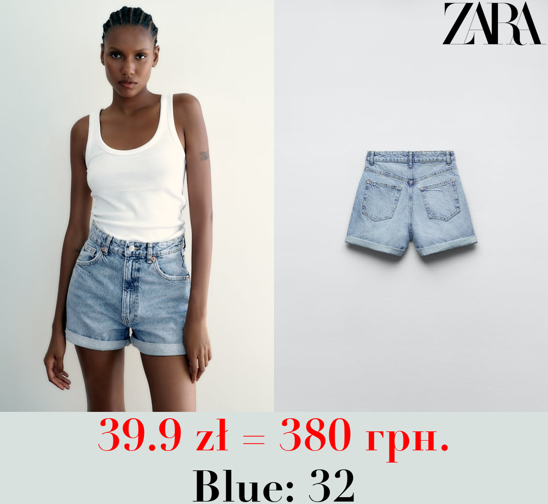 TRF HIGH-RISE MOM FIT DENIM BERMUDA SHORTS