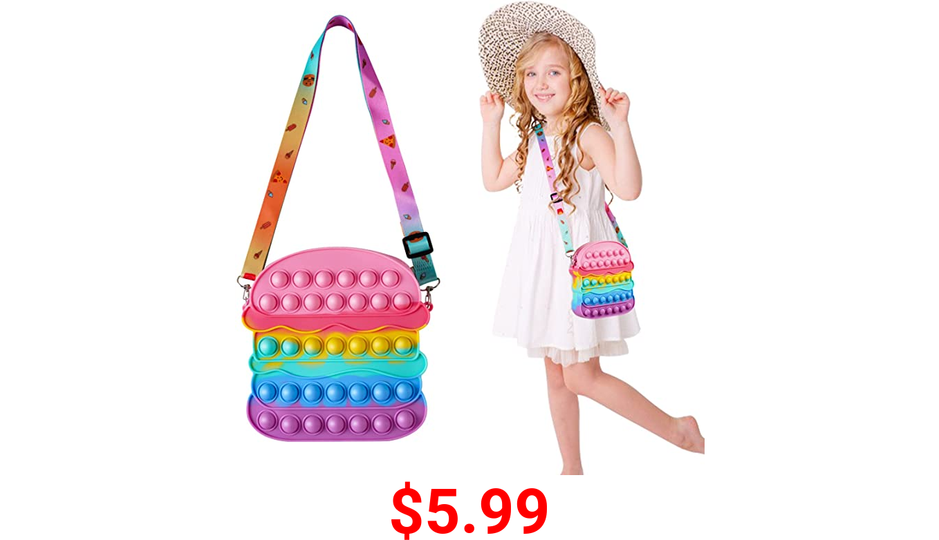 MUCUNNIA Big Pop Purse for Girls Pop Fidget Purse Girls Bag Pop Crossbody Bag Easter Baskets for Kids Party Favor School Supplies