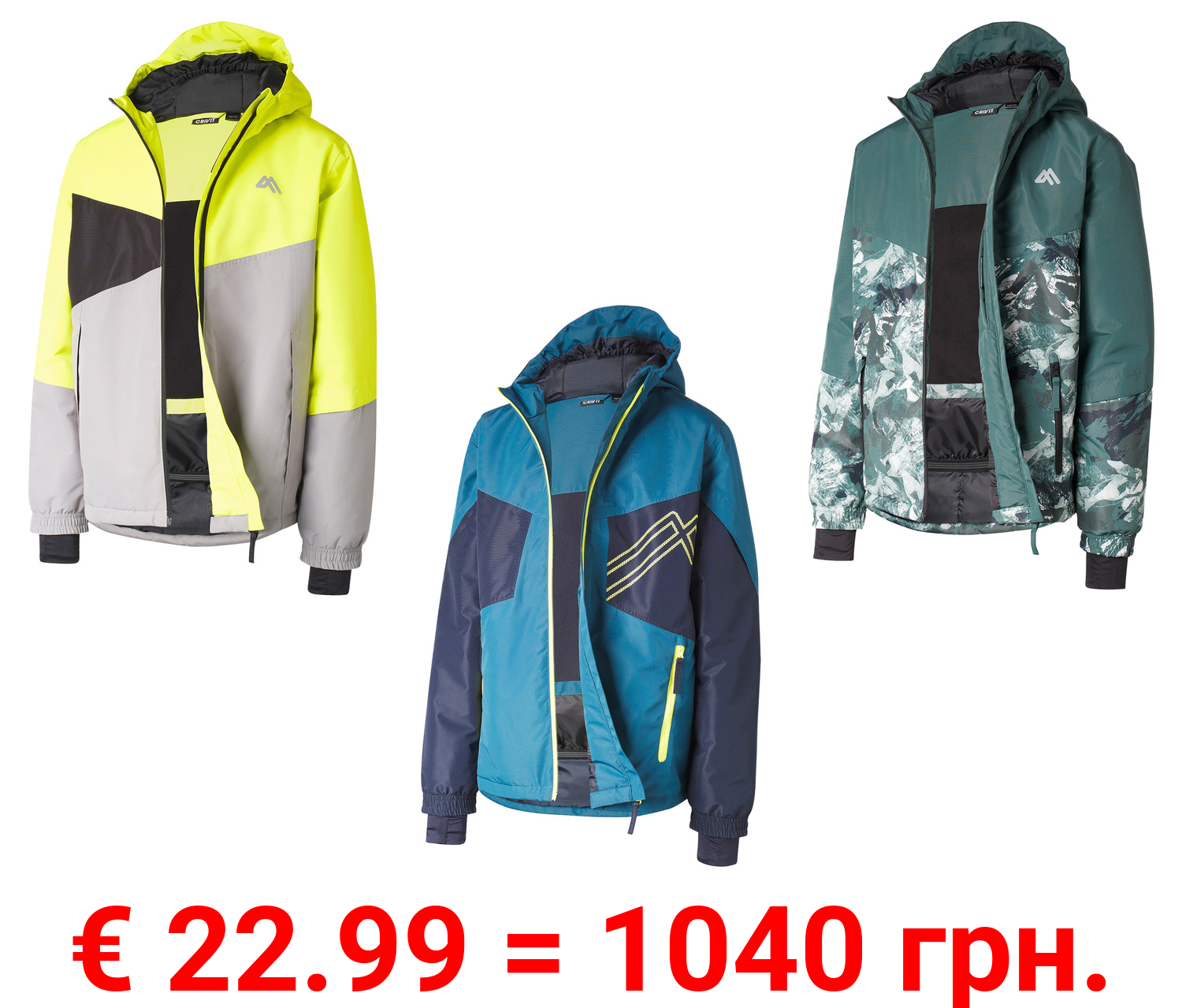 CRIVIT Kinder Skijacke, wärmende Wattierung