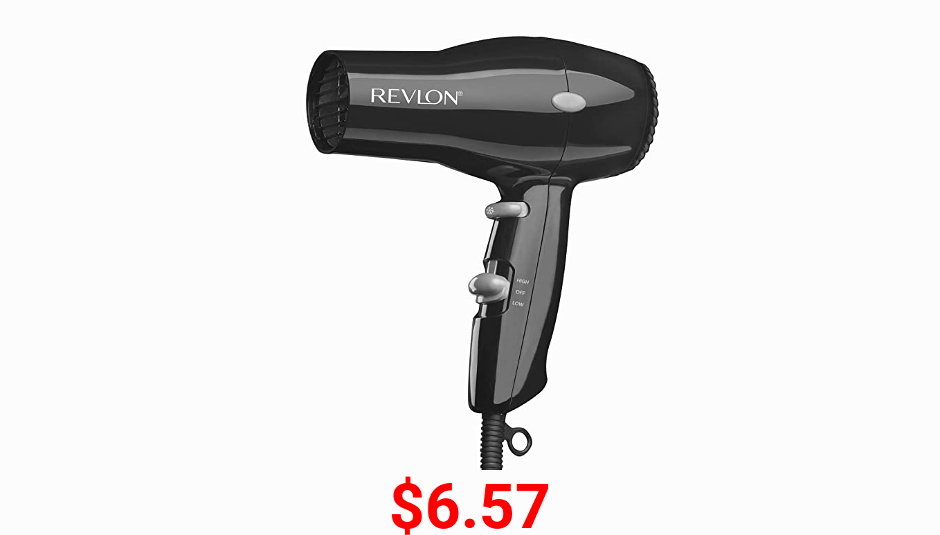 Revlon Compact Hair Dryer | 1875W Lightweight Design, Perfect for Travel, (Black)