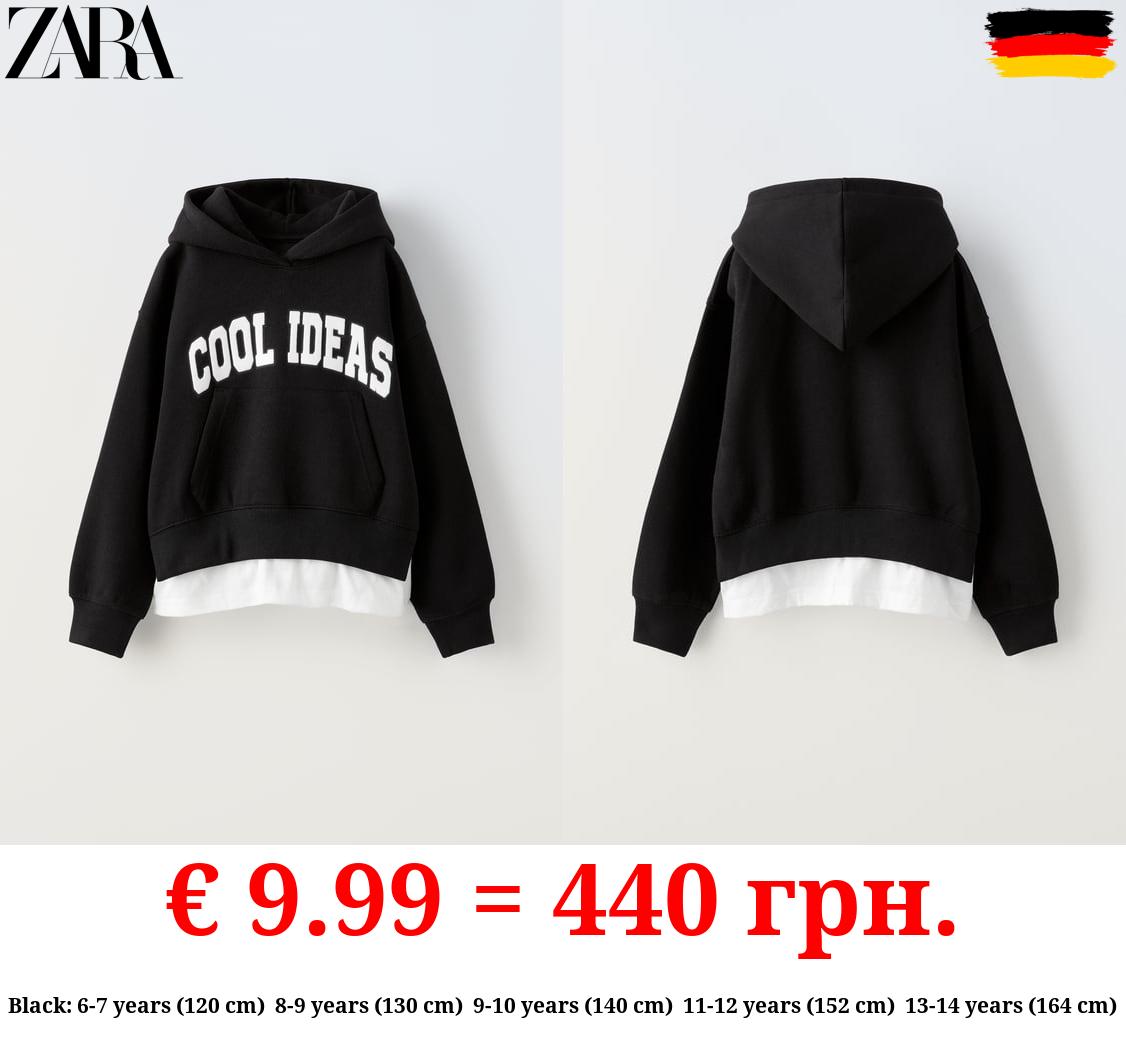 FLOCKED CONTRAST SLOGAN HOODIE