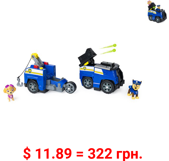 PAW Patrol, Chase Split-Second 2-in-1 Transforming Police Cruiser Vehicle with 2 Collectible Figures