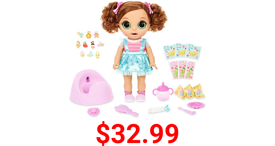 BABY born Surprise Magic Potty Surprise Green Eyes – Doll Pees Glitter & Poops Surprise Charms