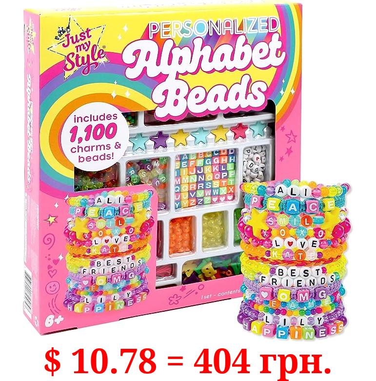Just My Style ABC Beads by Horizon Group Usa, 1000+ Charms & Beads, Alphabet Charms, Accent Seed Star Wax Beading Cord, Satin Cord Key Ring Included, Bright