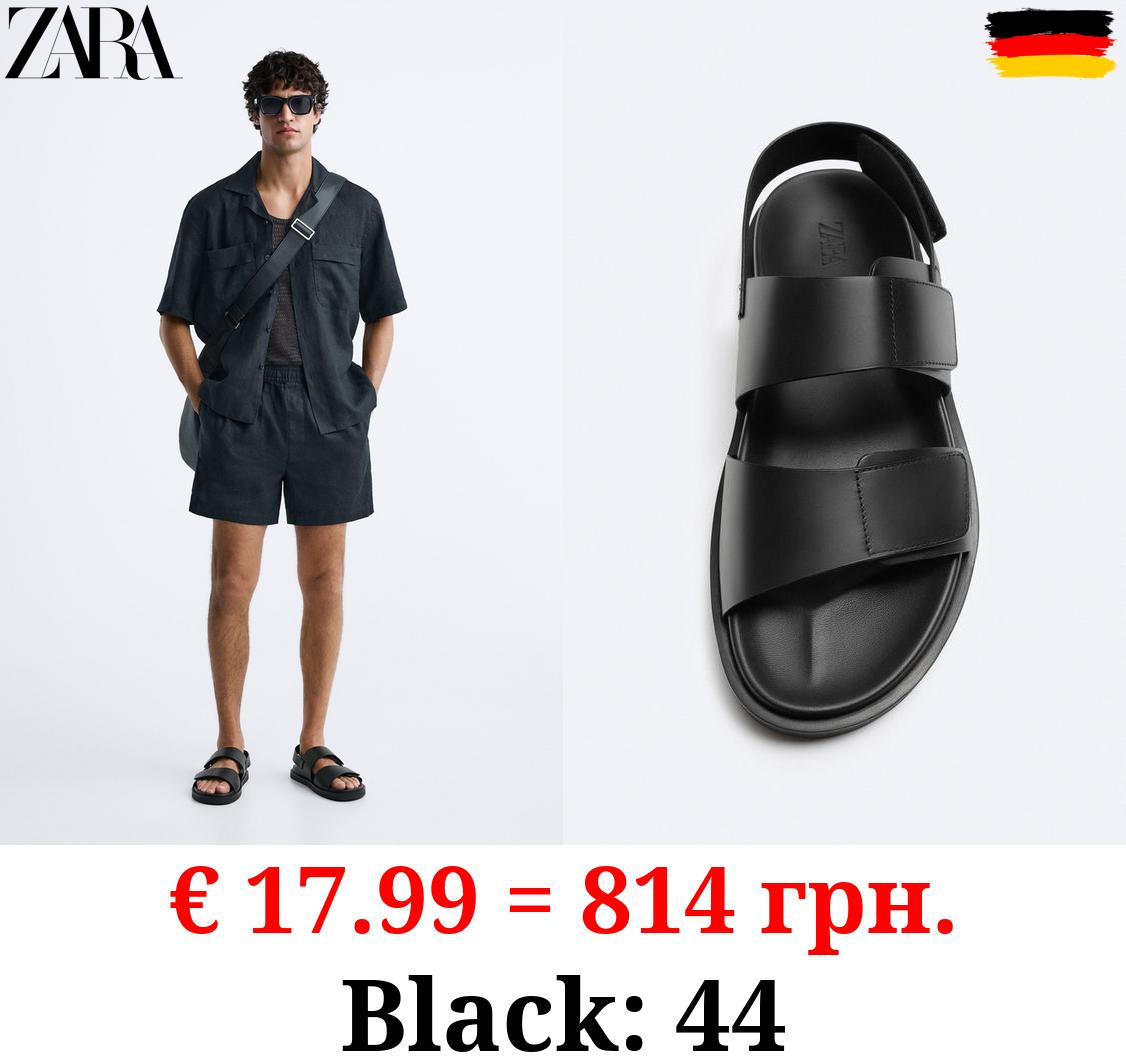 DOUBLE-STRAP LEATHER SANDALS