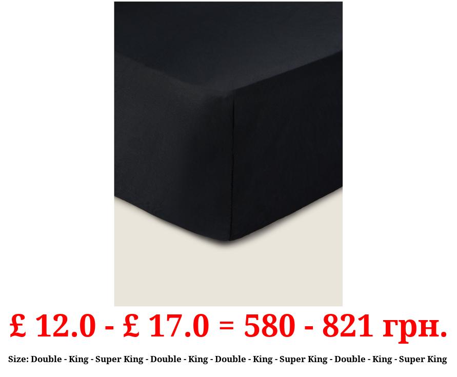 Black Luxuriously True Grip Soft 100% Cotton 300 Thread Count Fitted Sheet