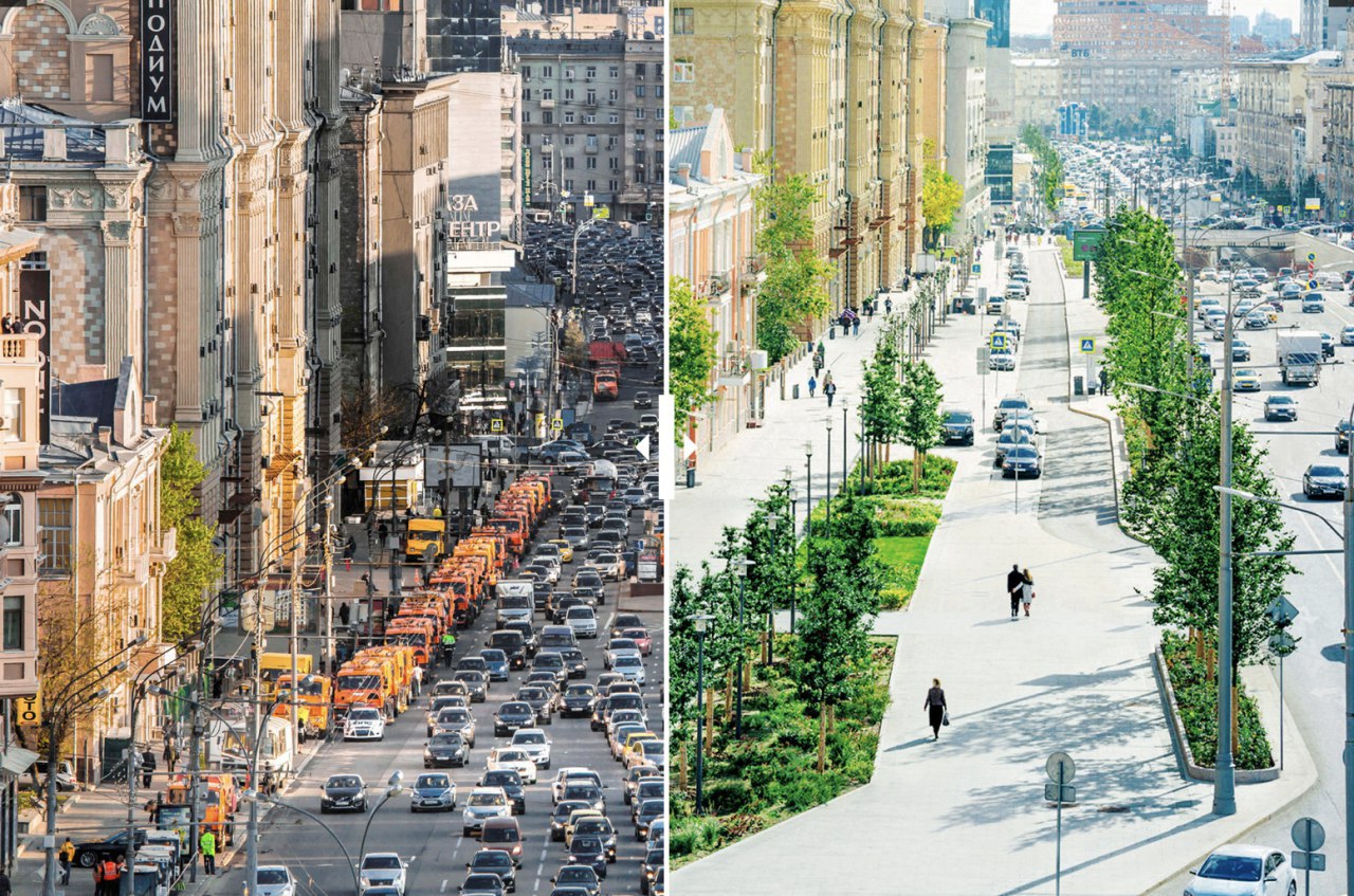 Реконструкция улицы до и после