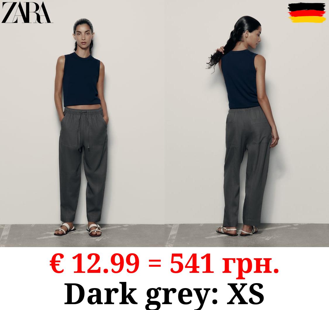 LINEN BLEND CARROT FIT TROUSERS