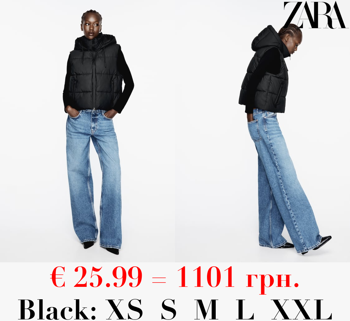 RUBBERISED SHORT GILET WITH HOOD