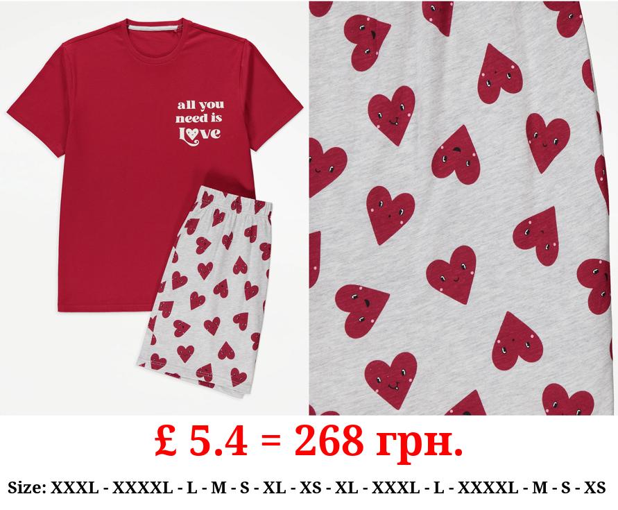 Red All You Need is Love Matching Adults Valentines Pyjamas