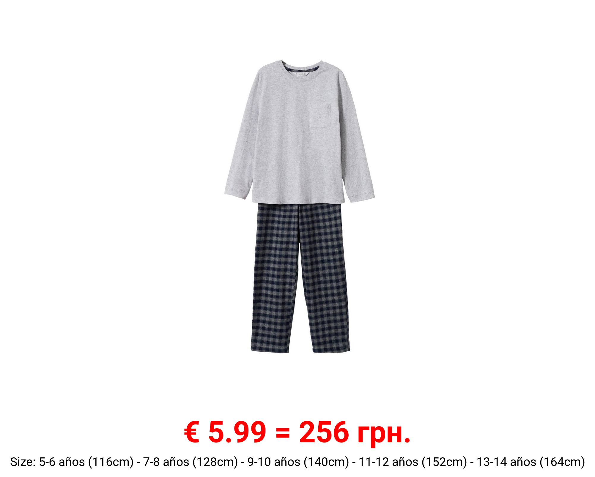 Pijama dos piezas largo cuadros