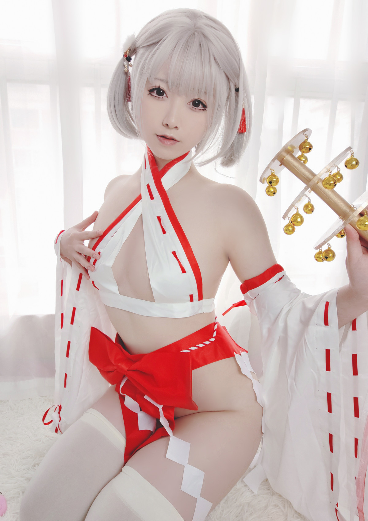 Cosplay Asagiriai愛ちゃん 巫女服自拍 1