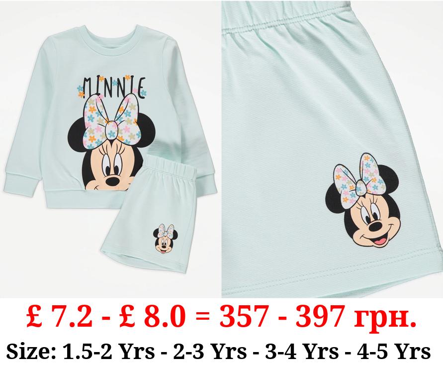 Disney Minnie Mouse Mint Green Sweatshirt and Shorts Outfit