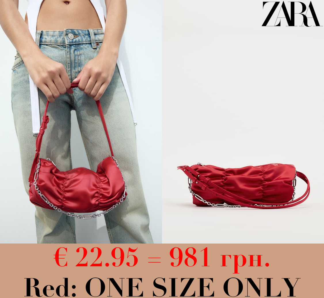 SATIN SHOULDER BAG WITH GATHERED DETAIL