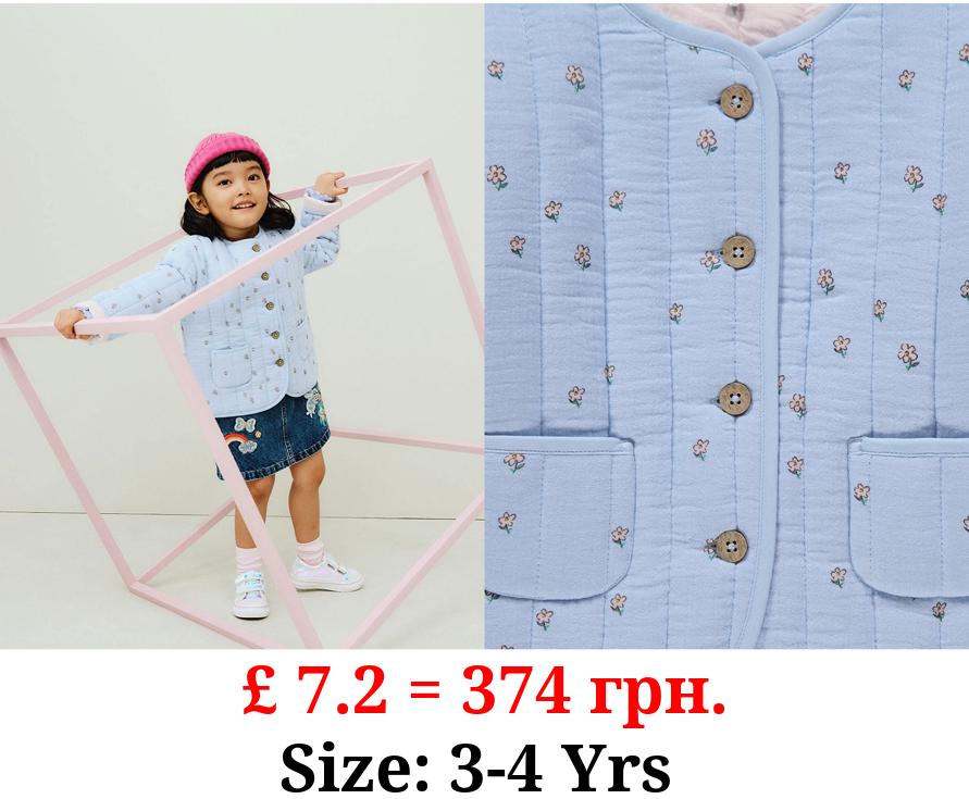 Blue Ditsy Floral Quilted Jacket