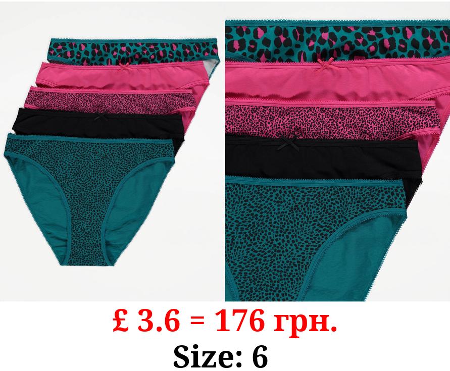Animal Print Super High Leg Knickers 5 Pack