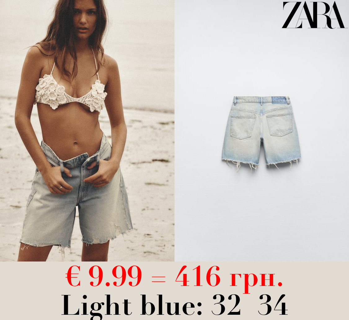 LOOSE FIT DENIM TRF BERMUDA SHORTS