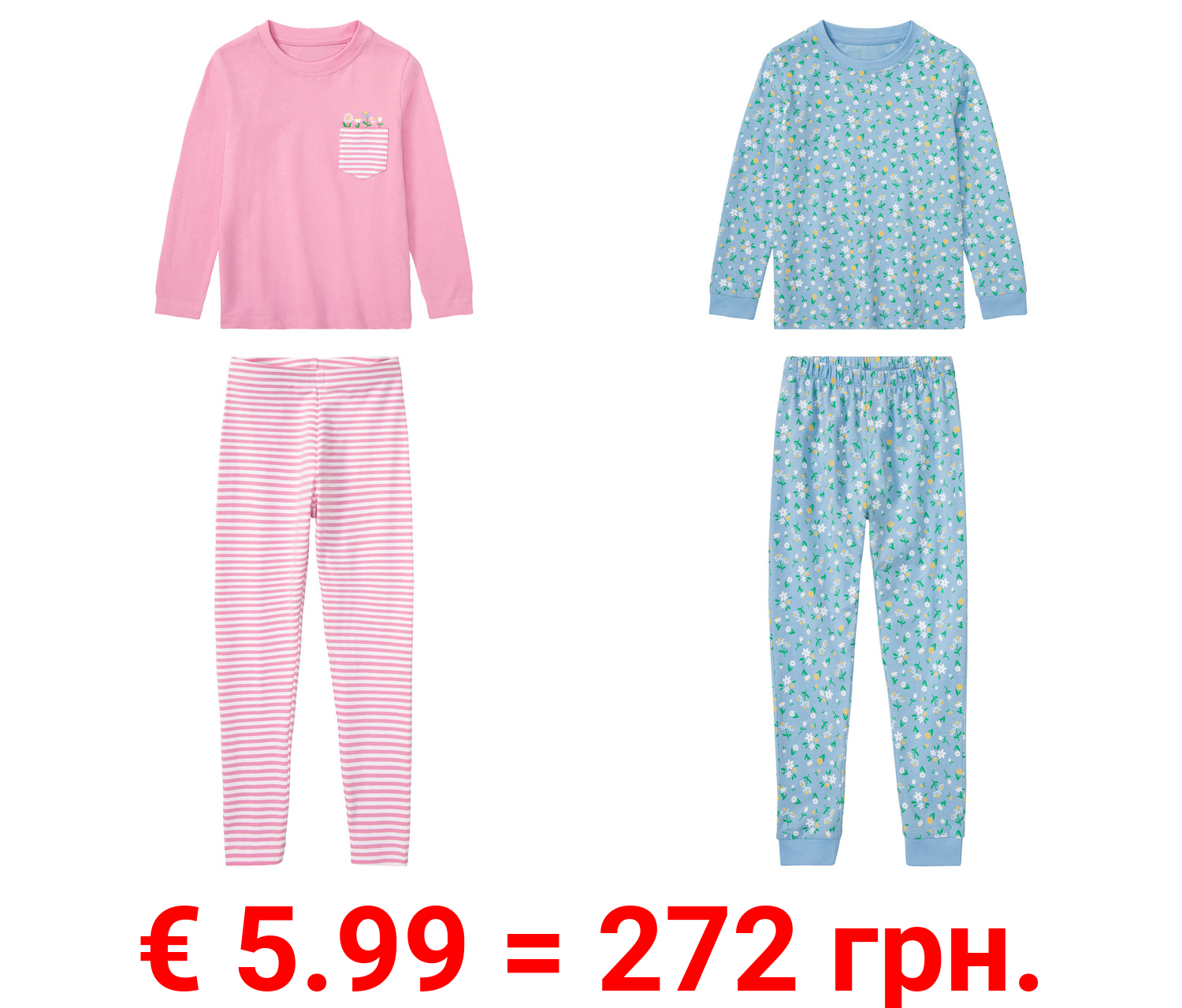 lupilu® Kleinkinder Pyjama, lang, mit Bio-Baumwolle