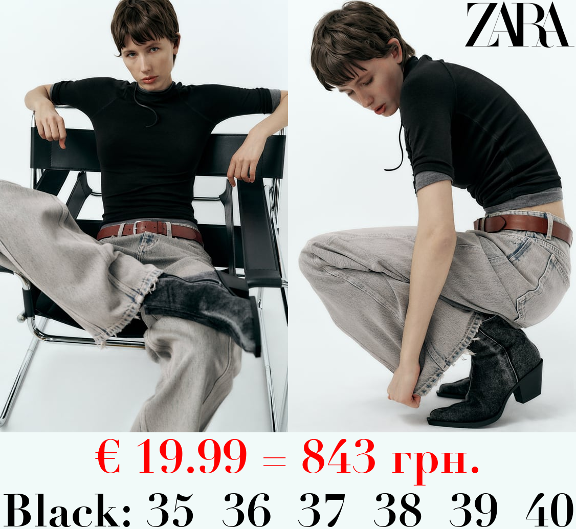 COWBOY DENIM ANKLE BOOTS