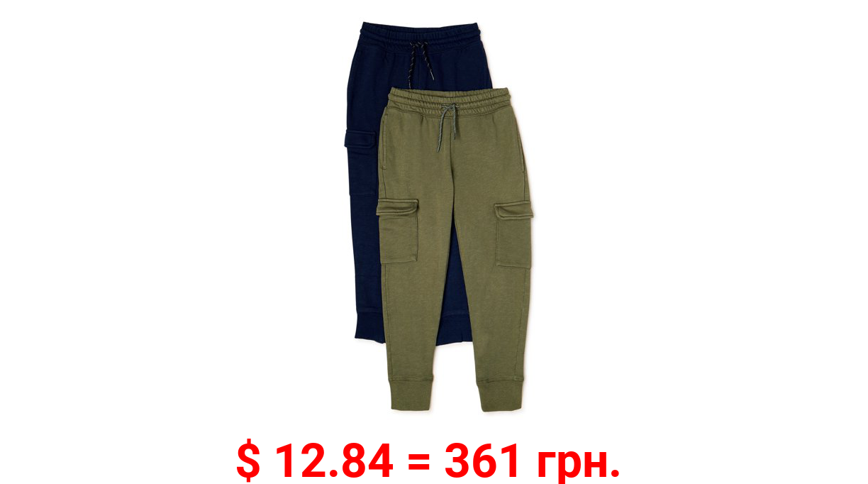 Wonder Nation Boys French Terry Joggers, 2-Pack, Sizes 4-18 & Husky