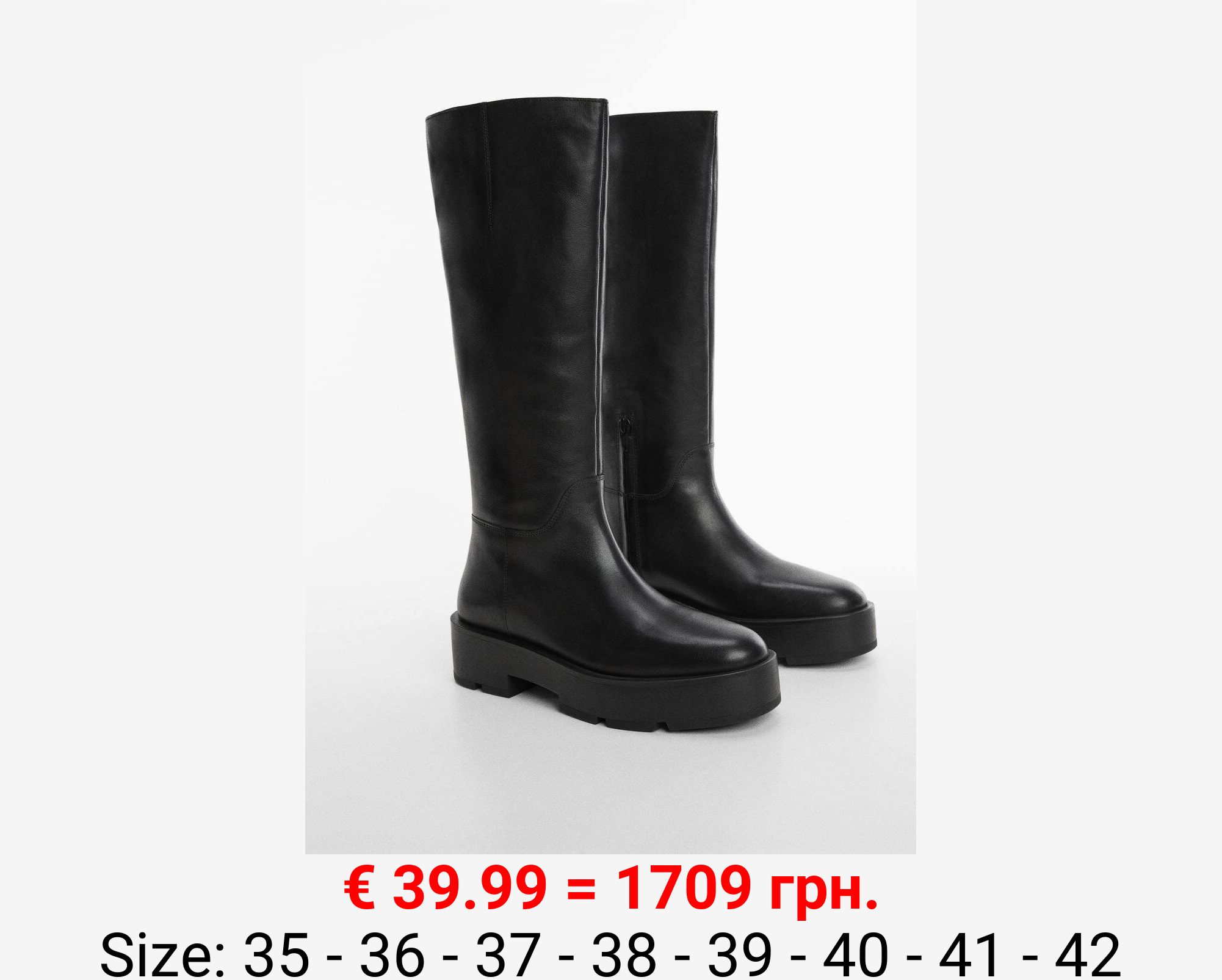 Bota alta piel plataforma