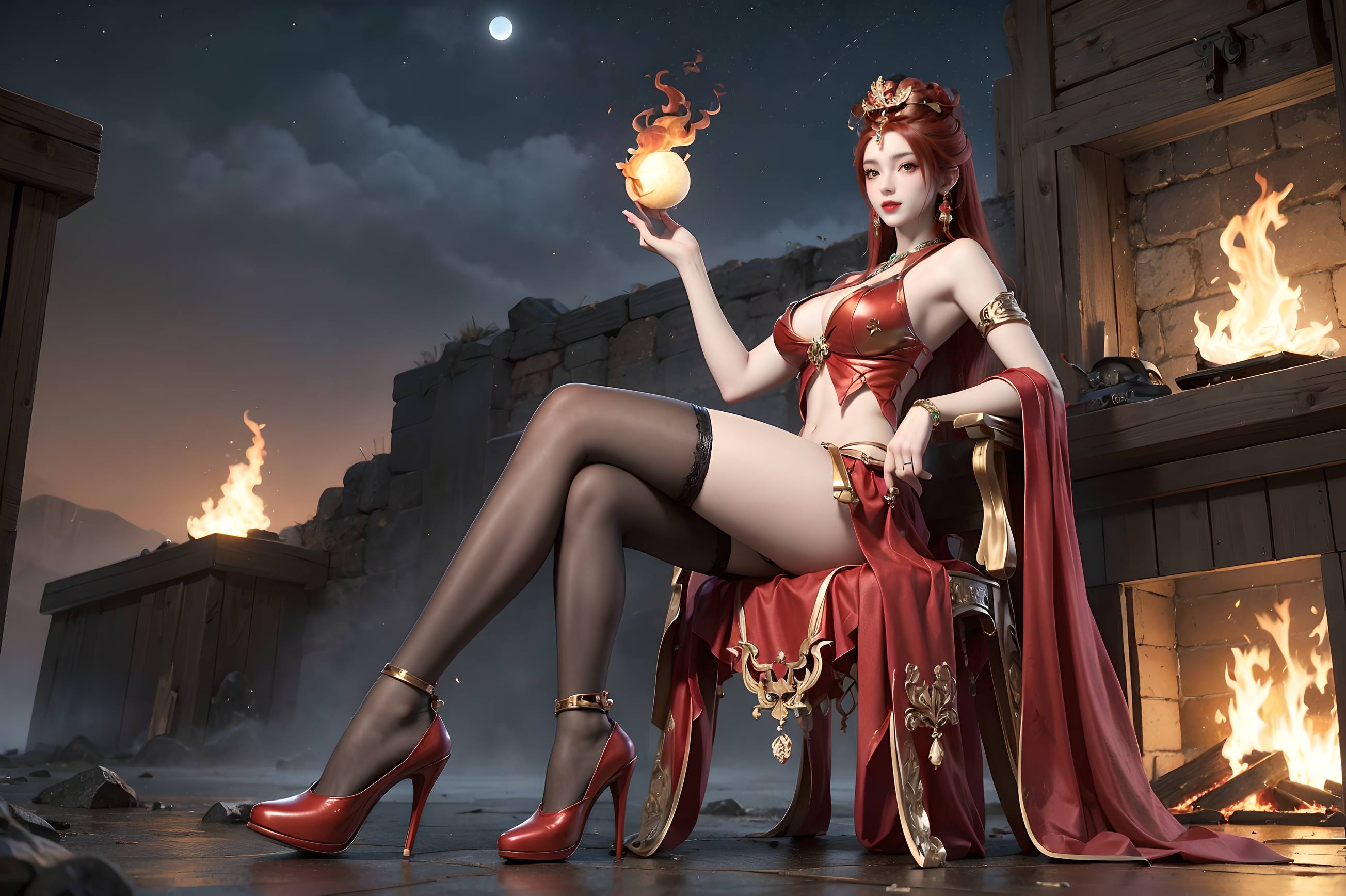 图片[25]-完美世界-曼珠沙华 户外红色礼服-六色网