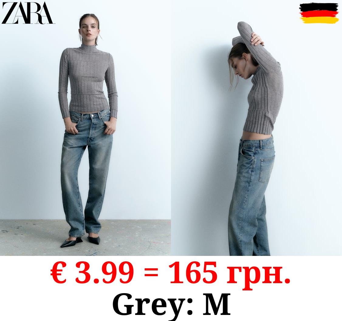 RIBBED KNIT SWEATER WITH HIGH NECK