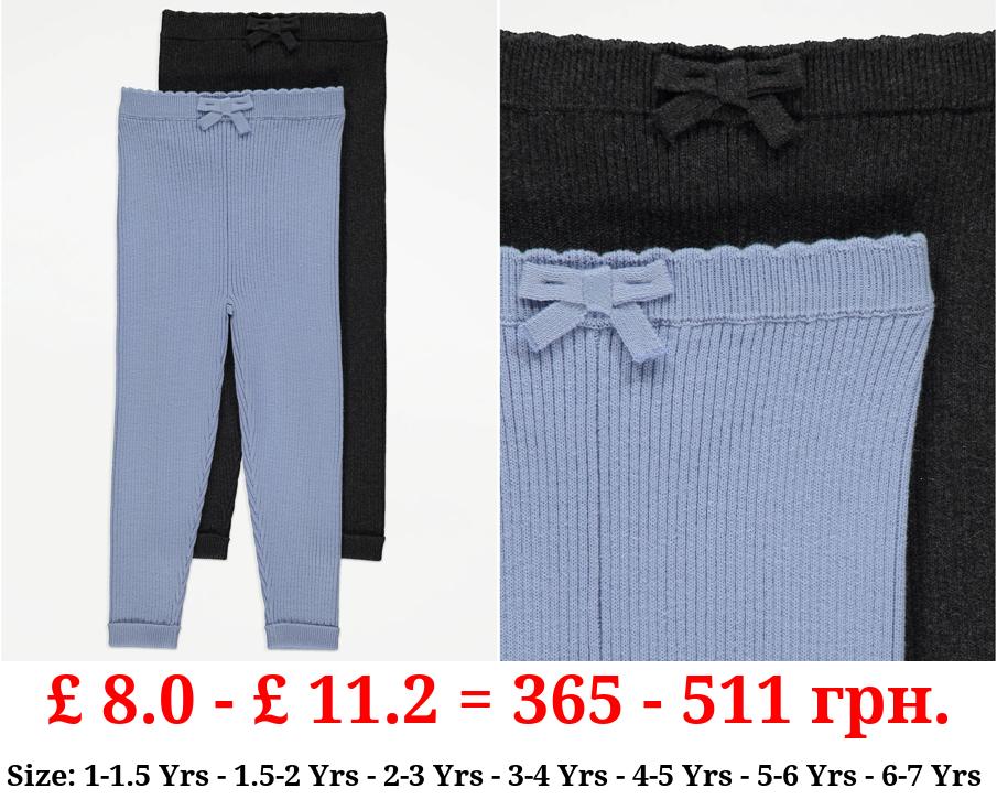 Ribbed Bow Leggings 2 Pack