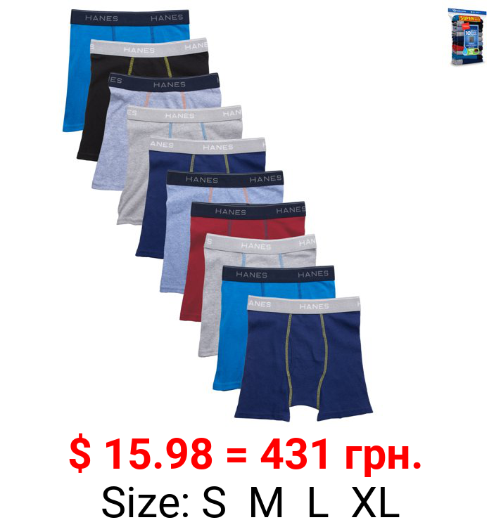 Hanes Boys Underwear, 10 Pack Tagless ComfortFlex Waistband Boxer Brief Sizes 6/8 - 18/20
