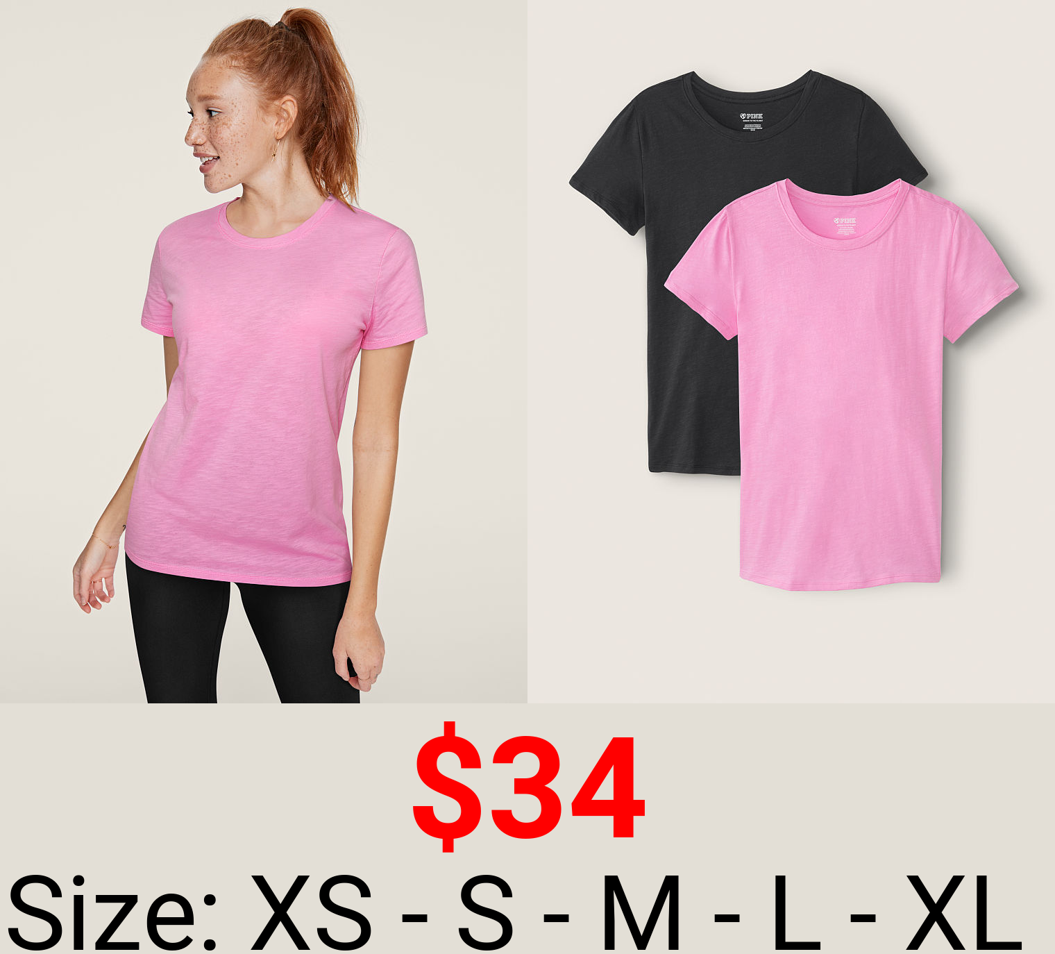 2-Pack Perfect Crew Tee - PINK