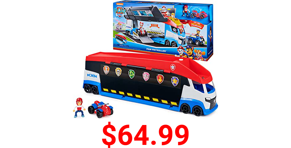 Paw Patrol, Transforming PAW Patroller with Dual Vehicle Launchers, Ryder Action Figure and ATV Toy Car, Kids Toys for Ages 3 and up