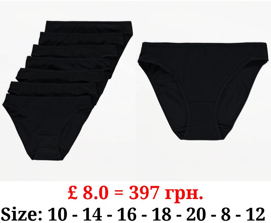 Black High Leg Knickers 7 Pack