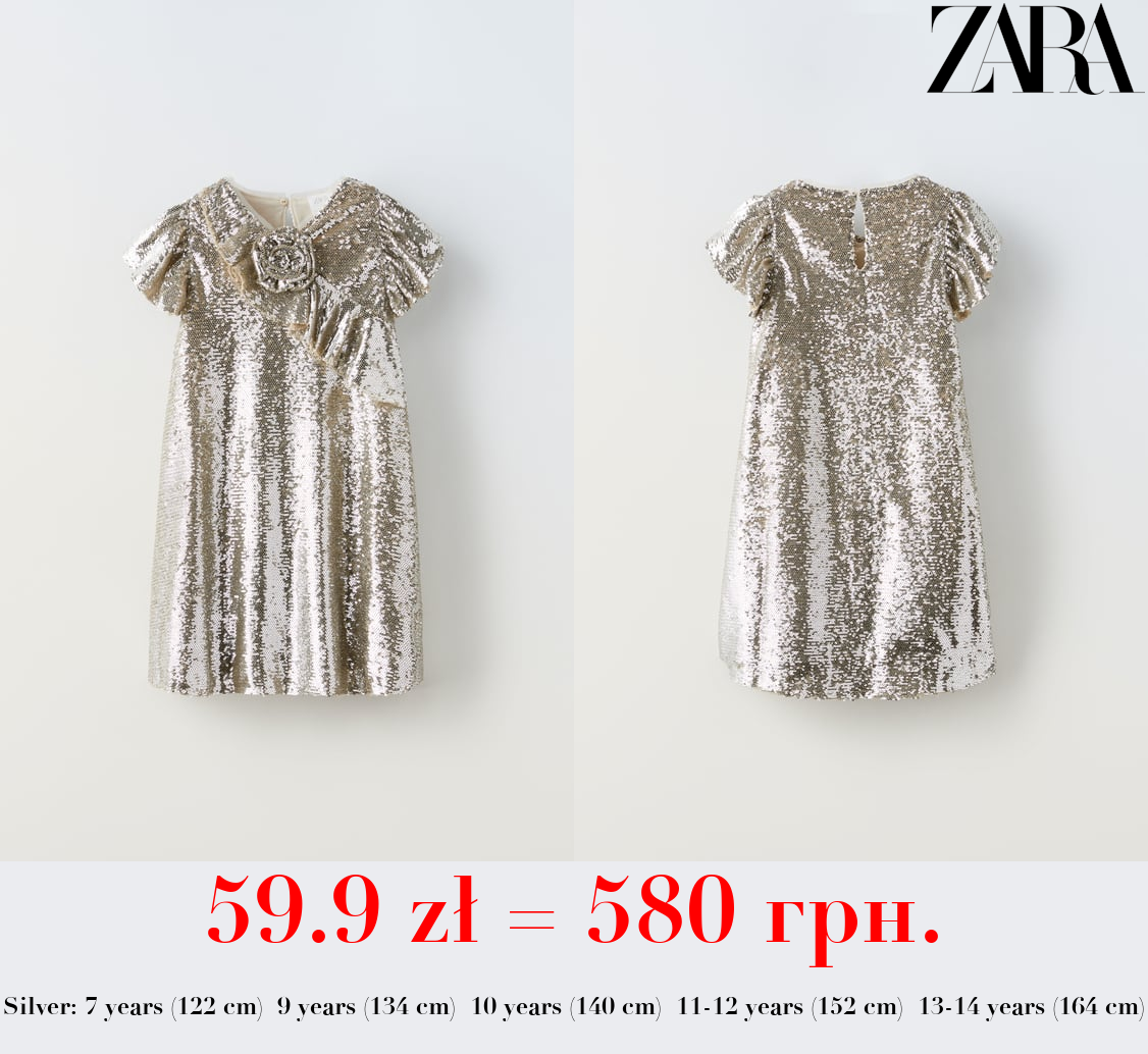 SEQUINNED DRESS WITH FLOWER