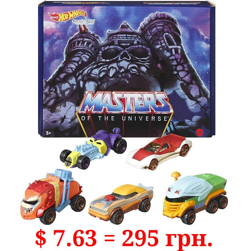 Hot Wheels Masters of the Universe 5-Pack of 1:64 Scale, Collectible Vehicles Inspired by He-Man, Skeletor, Man-At-Arms, Beast Man & Teela, Gift for Collectors, Fans & Kids Ages 3 Years & Older