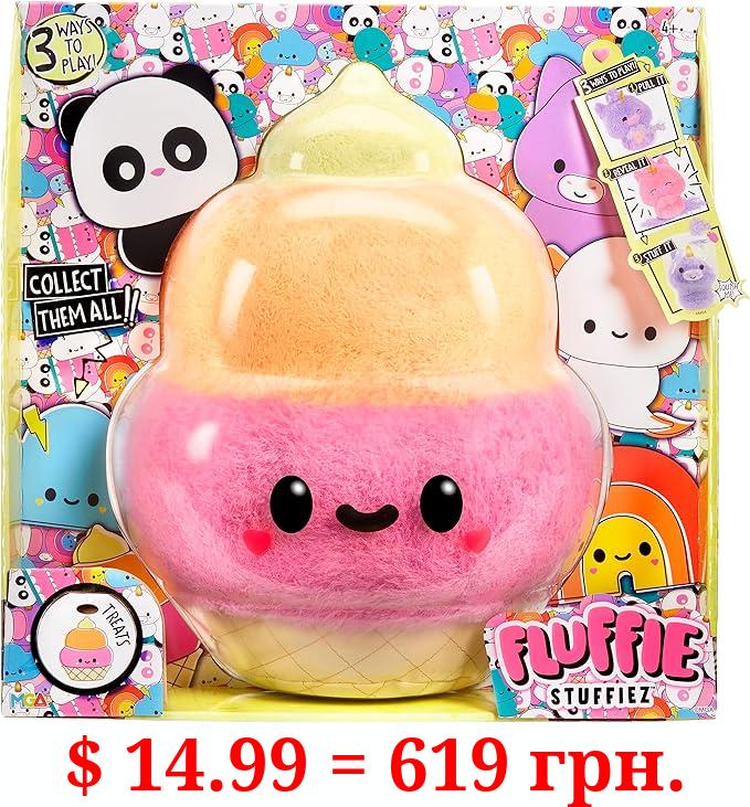 Fluffie Stuffiez Ice Cream Large Collectible Feature Plush 11" - Surprise Reveal Unboxing with Huggable ASMR Fidget DIY Fur Pulling, Ultra Soft Fluff