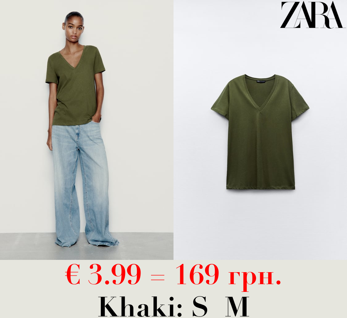 BASIC V-NECK COTTON T-SHIRT