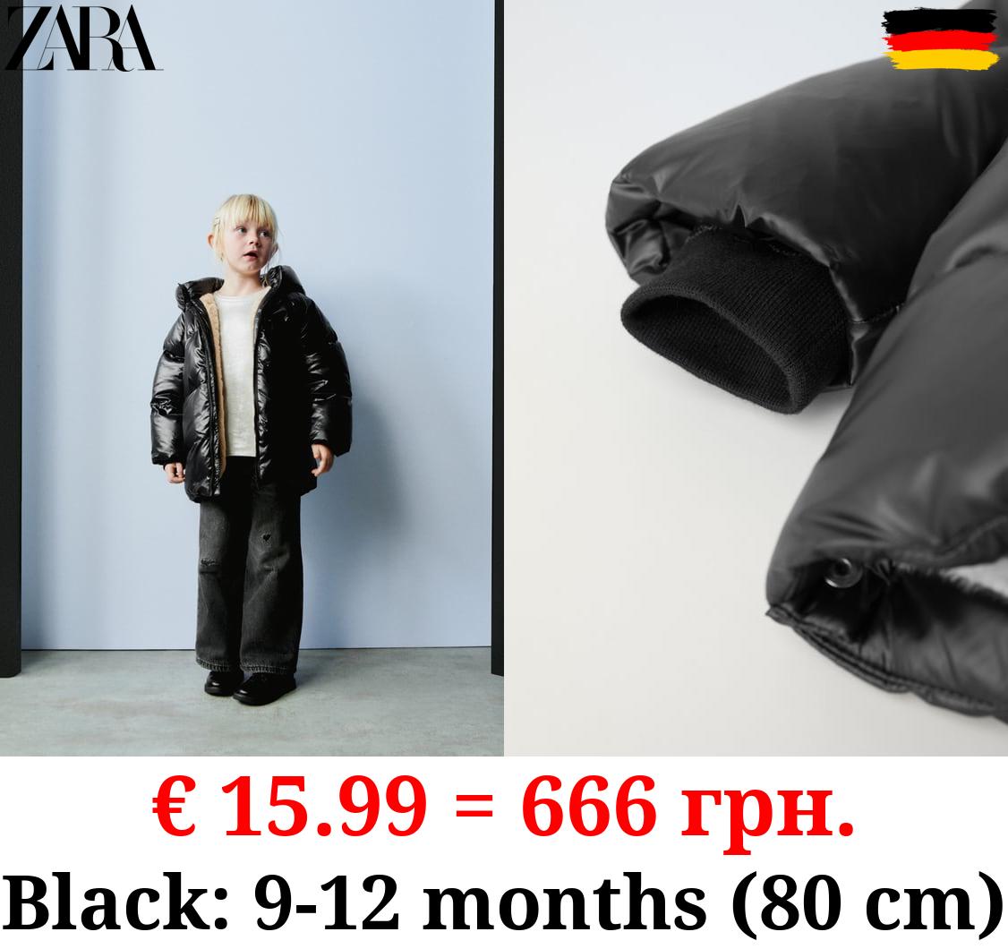 HOODED WATER-REPELLENT DOWN AND FEATHERS PUFFER JACKET